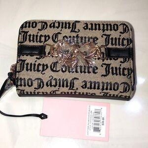 Juicy Couture Liquorice Juicy Darling Double Medium ZA Wallet Bow Accent NWT